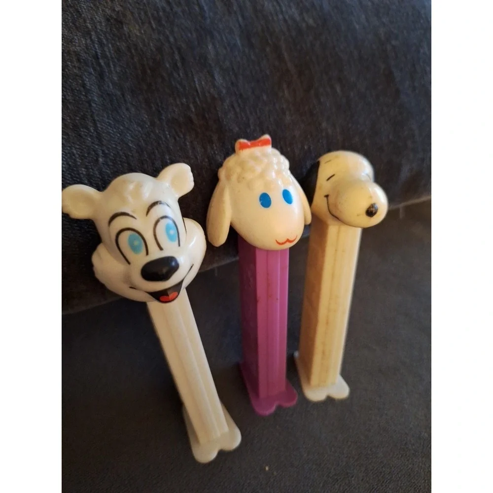 3 Pez Candy Dispensers ‎ With Feet. Sloppy, Lambchop & Icee